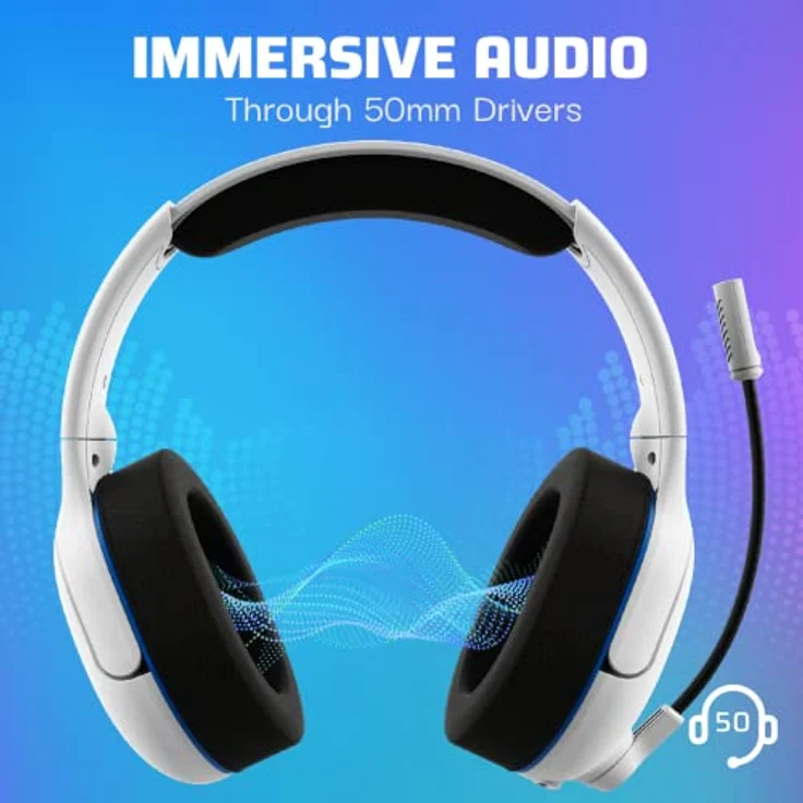 PDP AIRLITE PRO Wireless Headset weiß with Noise Cancelling Microphone for Sony Playstation PS5 - PS4, Officially Licensed – Bild 2