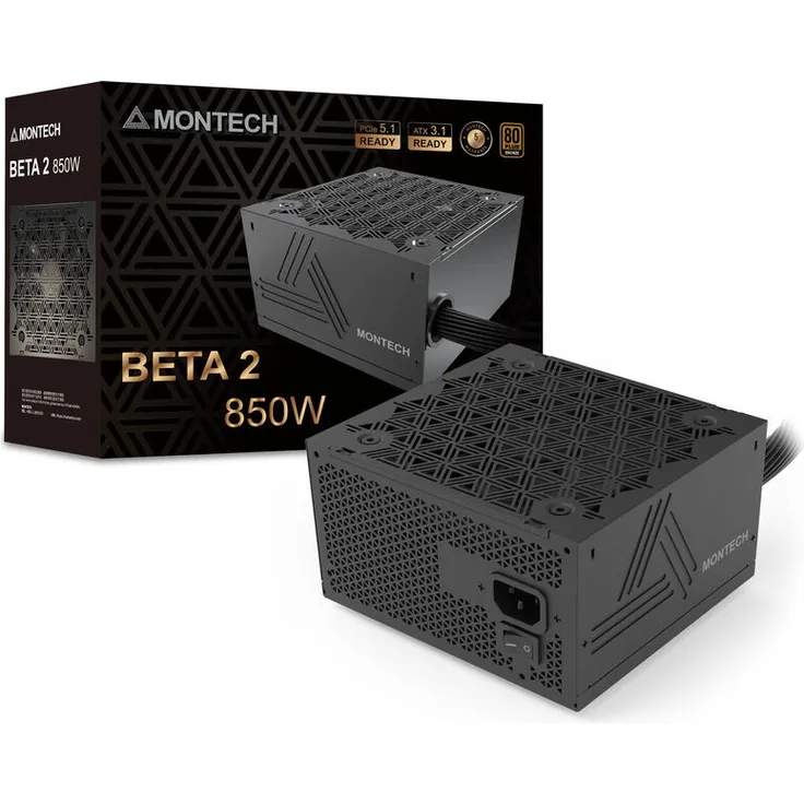 Montech BETA 2 80 PLUS Bronze Netzteil, 850 Watt, modular, ATX 3.1, PCIe 5.1, schwarz