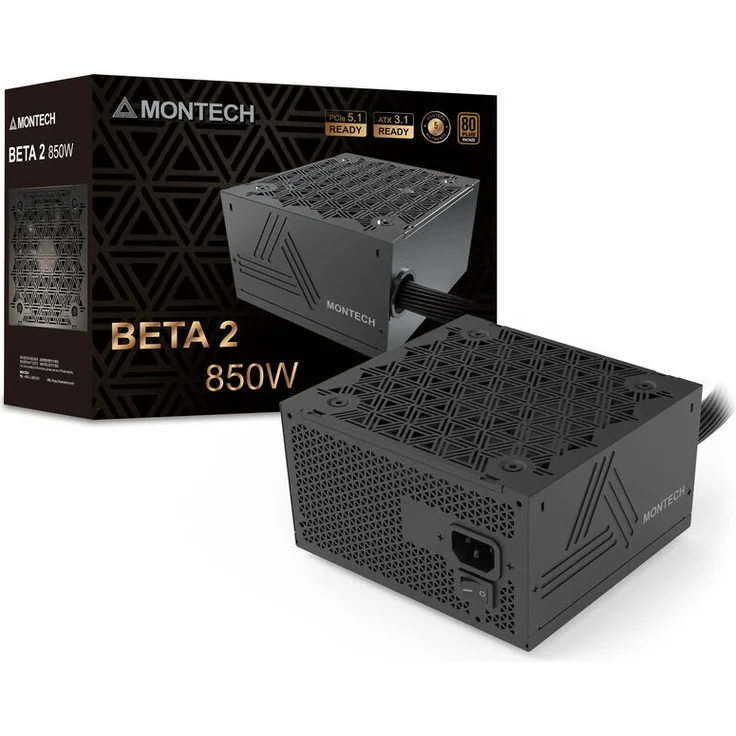 Montech BETA 2 80 PLUS Bronze Netzteil, 850 Watt, modular, ATX 3.1, PCIe 5.1, schwarz