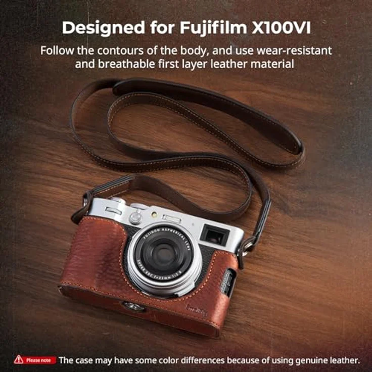 SMALLRIG Half Leather Case Kit X100VI Halbledertasche Set mit Schultergurt, Retro-Stil aus Leder, Aluminiumrahmen, für FUJIFILM X100VI (Braun) - 4699 – Bild 2