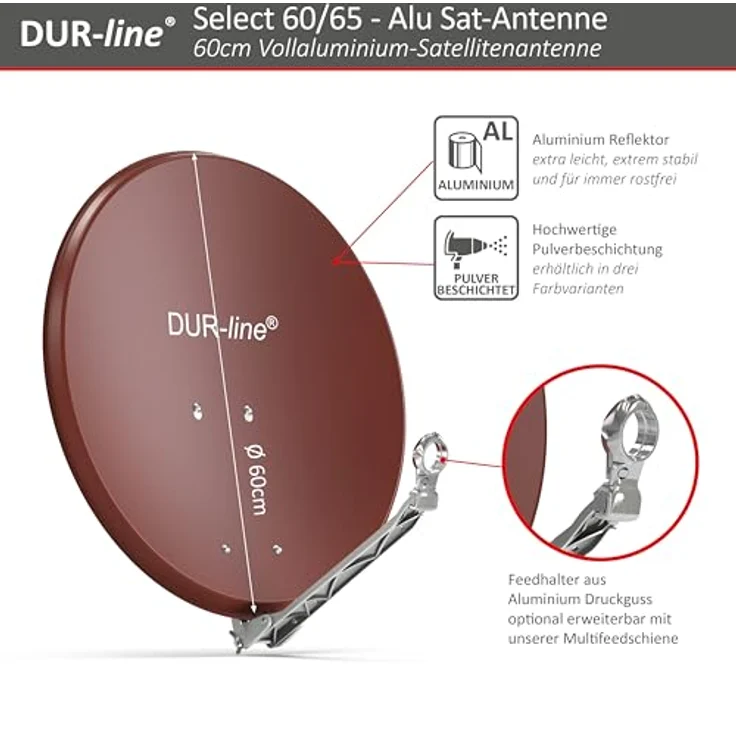 DUR-line Select 60/65cm Satellitenschüssel Alu ziegelrot – Bild 4