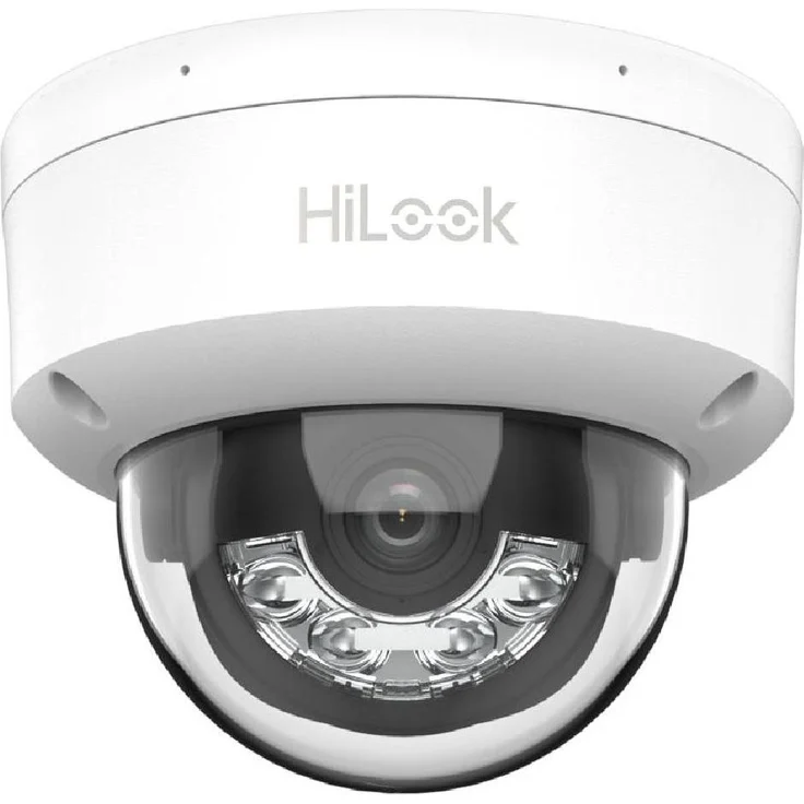 HiLook IPC-D140HA-LU, Dome Überwachungskamera mit 4 MP, 30 m IR und LED, Hybrid Light, Weiß
