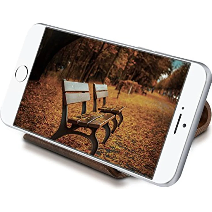 kalibri Handy Halterung Smartphone Ständer - Universal Halter für iPhone Samsung iPad Tablet u.a. - Tisch Stand Dock in Walnuss-Holz Dunkelbraun – Bild 4