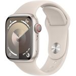 Apple Watch Series 9 GPS + Cellular, 41 mm Aluminiumgehäuse Polarstern, Sportarmband Polarstern – S/M
