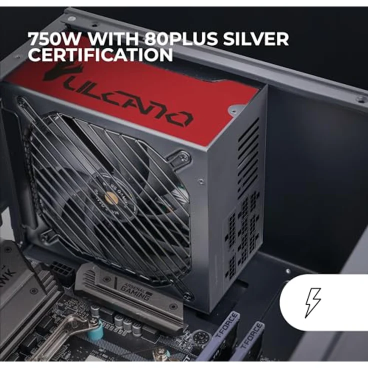 Mars Gaming MPVU750SIM, Modulares ATX Netzteil 750W, 80 Plus Silver +87%, 10 Jahre Garantie, roter 14 cm FDB Lüfter, AI2-RPM-Technologie, Japanische Toshin Kyogo 105° Kondensatoren – Bild 2