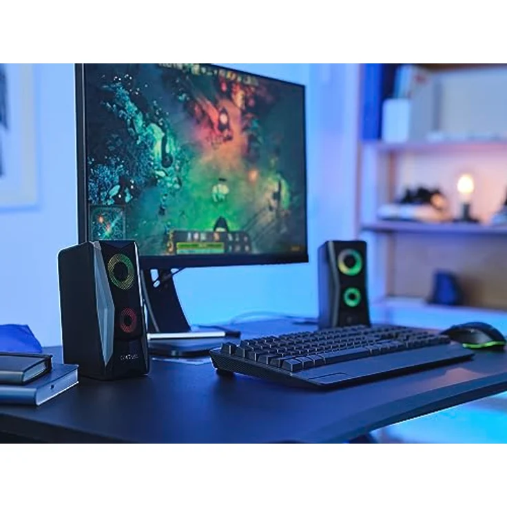 Trust Gaming GXT 606B Javv 2.0 PC Lautsprecher mit RGB LED Beleuchtung, 12W (6W RMS), USB-Betrieb, Kompakte PC Boxen, Speaker Set, Gaming Lautsprecher für Computer und Laptop - Schwarz – Bild 5