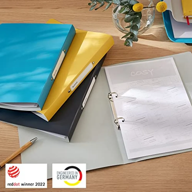 LEITZ Präsentationsordner Cosy, blau, mit selbstklebendem Rückenschild, Duo-Optik, A4 Format – Bild 4