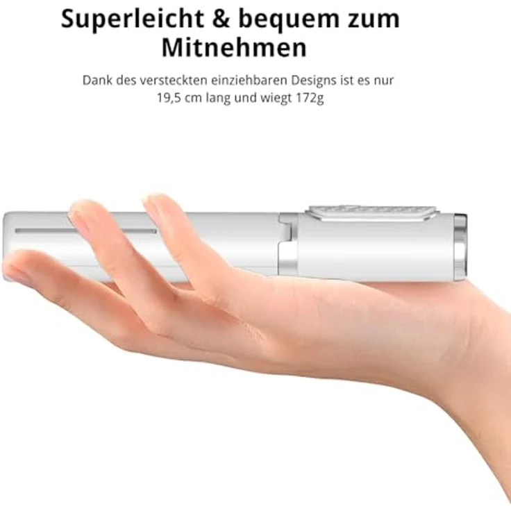 ATUMTEK Selfie Stick Stativ, 3-in-1 Aluminium Handy Stativ mit kabelloser Bluetooth-Fernbedienung, kompatibel mit iPhone 17/16/15/14/13/12 mini/11 Pro und Samsung Smartphones, Weiß – Bild 5