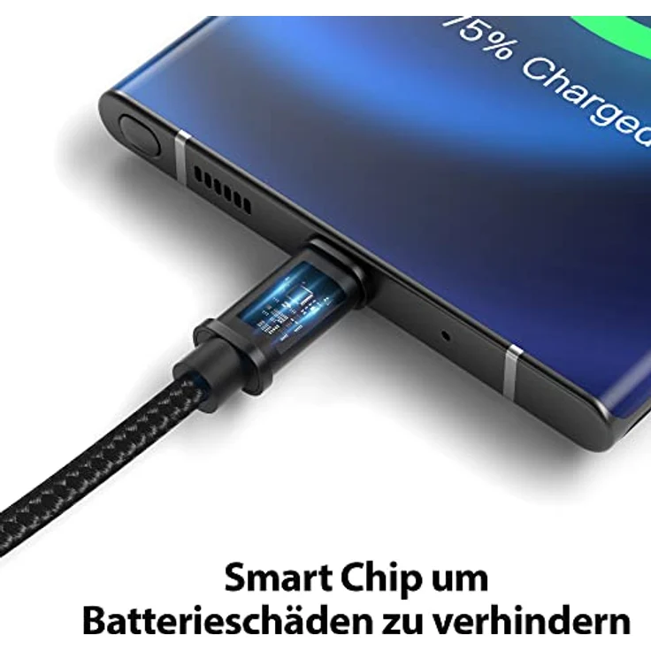JAMEGA USB-C Kabel Nylon Schnell Ladekabel 3m, kompatibel mit Samsung Huawei HTC LG, hochqualitativ mit Knickschutz und 5 Gbps Datentransfer – Bild 5