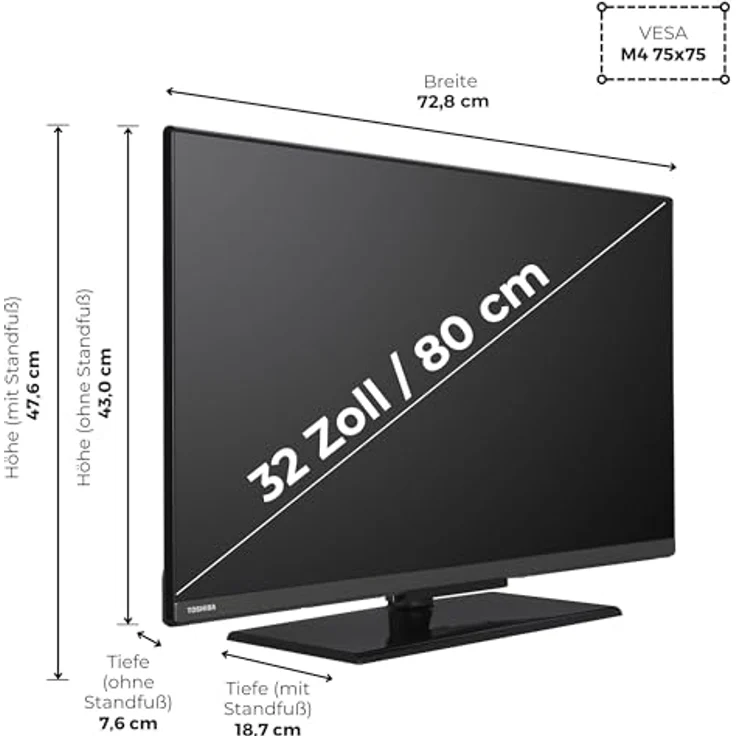 Toshiba 32LV3F63DA, 32 Zoll Full HD Smart TV mit HDR, Triple-Tuner und Bluetooth – Bild 3