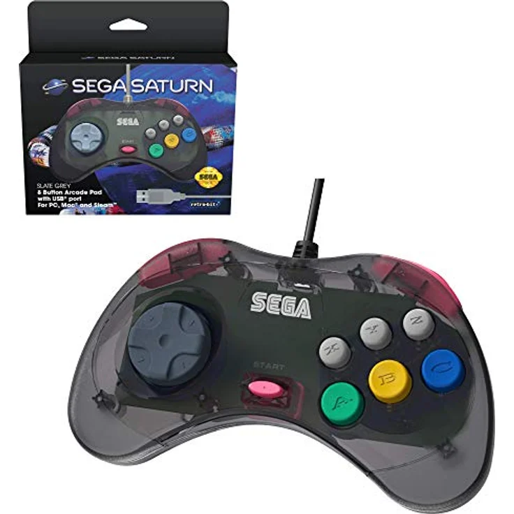 Retro-Bit Official SEGA Saturn Control Pad USB - Slate Grey – Bild 3
