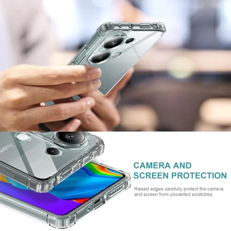 LeYi Hülle für Xiaomi Redmi Note 13 Pro 4G, Transparente TPU Silikon Handyhülle mit 2 Schutzfolien, Stoßfest mit Kameraschutz, Crystal Clear Cover Case – Bild 3