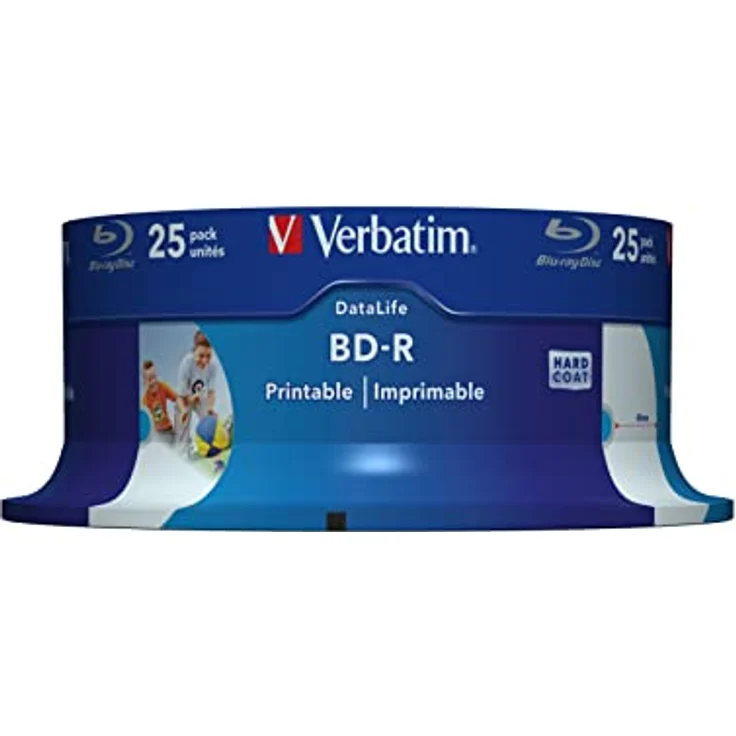 Verbatim BD-R SL Datalife, Blu-Ray-Disk 25 GB - 6-fache Brenngeschwindigkeit - Groß bedruckbar - Kratzschutz - 25 Stück Spindel - Preisvergleich – Bild 2