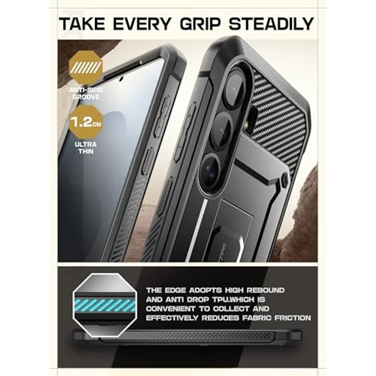 Supcase Galaxy S25 FE, Smartphone Hülle mit Gürtelclip, Schutzglas und stossfestem Design, Schwarz – Bild 6