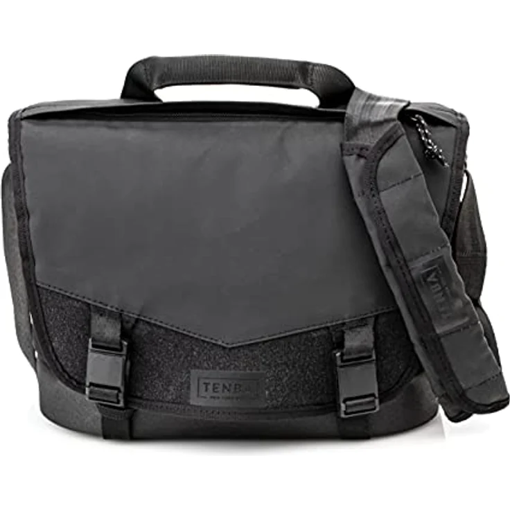 Tenba 638-570 DNA 9 Slim Messenger Bag, Kameratasche für spiegellose und DSLR-Kameras mit wasserdichter Basis, schwarz – Bild 1