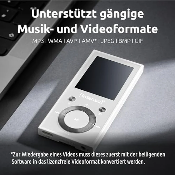 Intenso Video Scooter BT MP3 Player, 64 GB microSD, Bluetooth 5.0, 1,8 Zoll Farbdisplay, bis 18h Akku, inkl. Kopfhörer, weiß – Bild 4