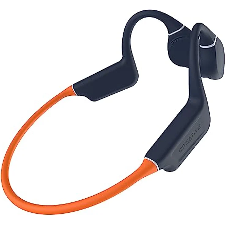 Creative Outlier Free Pro+ kabelloser, wasserdichter Bone-Conduction-Kopfhörer mit verstellbaren Wandlern, integrierter 8GB MP3, bis zu 10 Stunden Akkulaufzeit, integriertes Mikrofon (Blau und Orange) – Bild 1