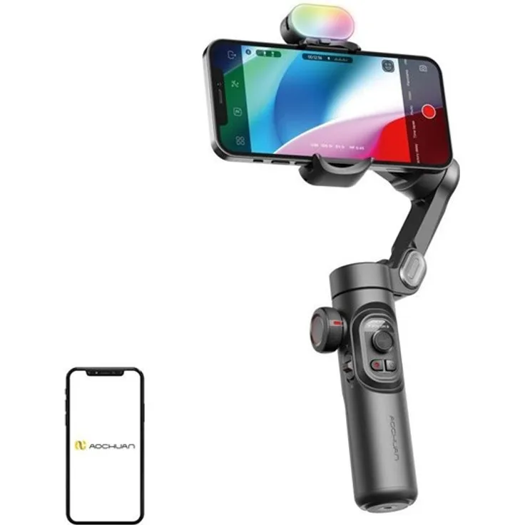 AOCHUAN XE Gimbal, 3-Achsen-Stabilisierung mit RGB-Beleuchtung, Schwarz