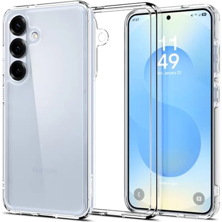 Spigen Ultra Hybrid Hülle Kompatibel mit Samsung Galaxy S25 -Crystal Clear, PC Platte und TPU-Rahmen, Schutzrand für Display und Kamera, Air Cushion Technologie, Maßgeschneidert für alle Anschlüsse