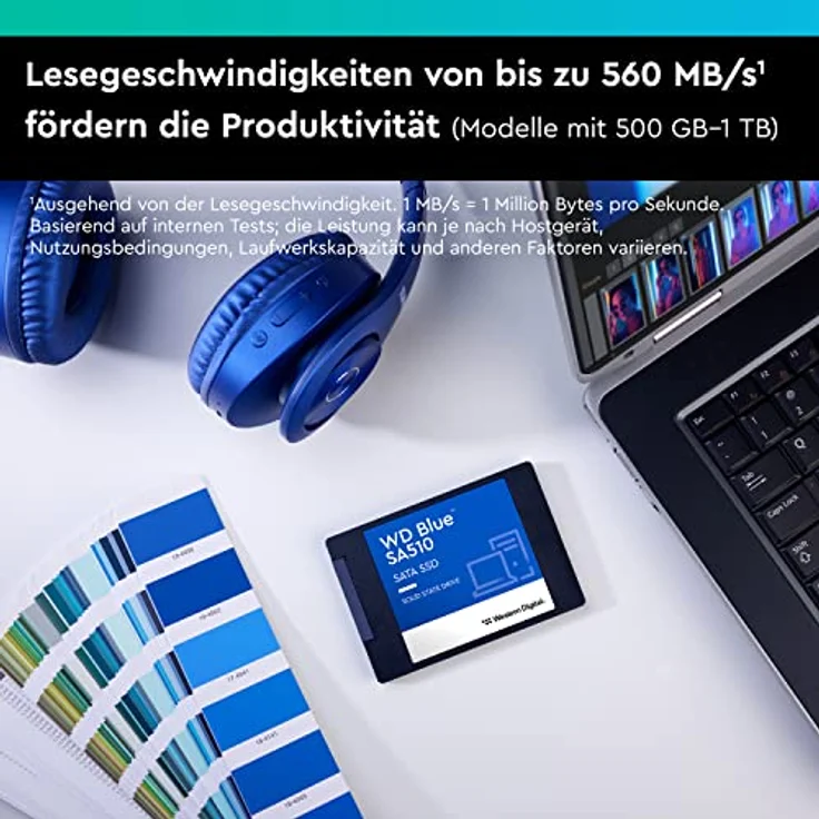 WD Blue SA510 SATA SSD 1 TB 2,5 Zoll (Lesen bis 560 MB/s, Schreiben bis 520 MB/s, Upgrade für PC/Laptop, dreimonatiges Probeabo von Dropbox Professional, Western Digital SSD Dashboard) – Bild 3