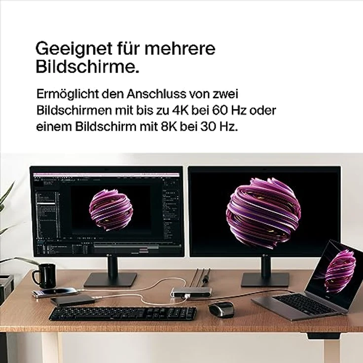 Belkin Connect Thunderbolt 4 Docking-Station, 5-in-1-USB-C-Multiport-Core-Hub mit 96 W Power Delivery für Mac- und Windows-Laptops, einen 8K- oder Zwei 4K-Monitore; mit Thunderbolt 4-Kabel/Netzteil – Bild 4