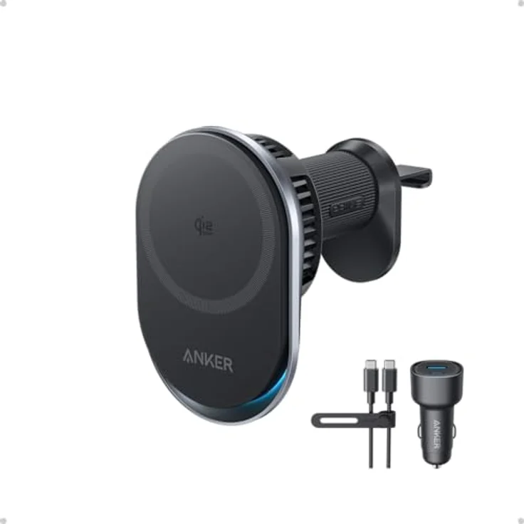 Anker Prime Magsafe Kfz-Ladegerät, Qi2 25W mit TEC-Aktivkühlung, starke Magnete und Lüftungshalterung für iPhone 17–12, 60W Adapter – Bild 1