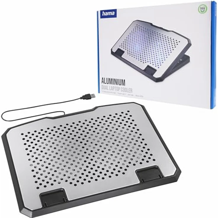 Hama Laptop-Kühler Aluminium, neigbar, leise, 2 Lüfter, bis 40 cm (15,6), SW – Bild 2