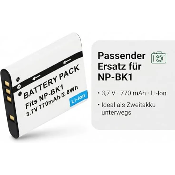 AccuCell Akku kompatibel mit Sony NP-BK1, passend für Cyber-shot DSC-S750 und DSC-S780, hohe Kapazität – Bild 2