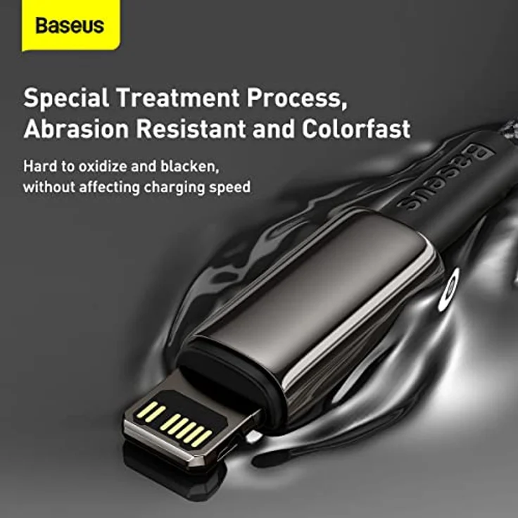 Baseus USB Type C Kabel CATLWJ-A01, 20 W Fast Charging, 2 m, schwarz, Nylon geflochten, robuste Zinklegierung, Datenübertragung 480 Mbit/s – Bild 5
