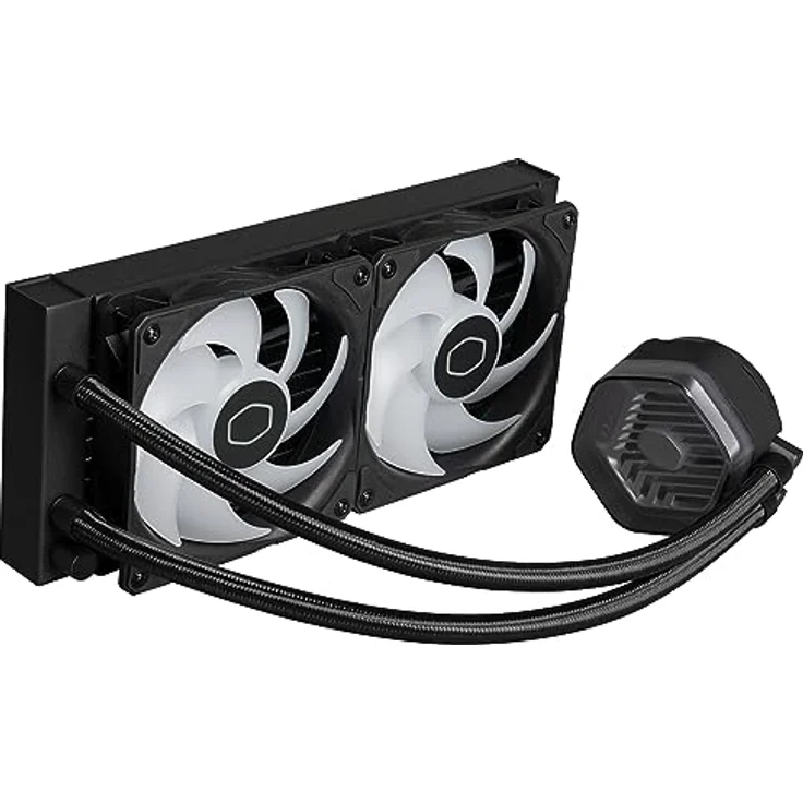 Cooler Master MasterLiquid Atmos 240 Black CPU-Wasserkühler – AIO-Wasserkühlung, Doppelkammerpumpe, vorinstallierte Sickleflow 120 Edge-Lüfter, adressierbares Gen 2 RGB, LGA1700- & AM5 – Schwarz – Bild 3
