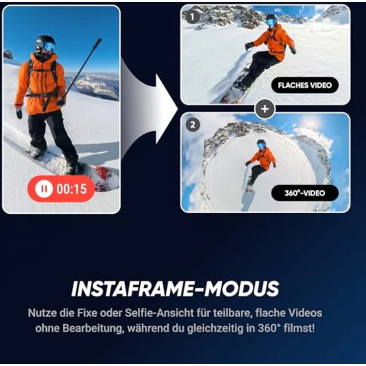 Insta360 X5, wasserdichte 8K 360°-Action-Cam mit Dreifach-KI-Chip, unsichtbarem Selfie-Stick-Effekt, FlowState-Stabilisierung und 3h Akku – Bild 5