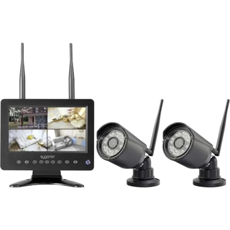 Sygonix Funk-Überwachungskamera-Set mit 2 Kameras 1280 x 720 Pixel 2.4 GHz, bis zu 150 Meter Sichtweite, iOS/Android App-Steuerung – Bild 1