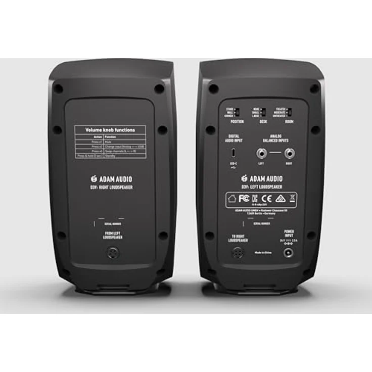 ADAM Audio D3V Aktives Desktop-Monitorsystem mit USB-C-Anschluss (Paar, schwarz) – Bild 4