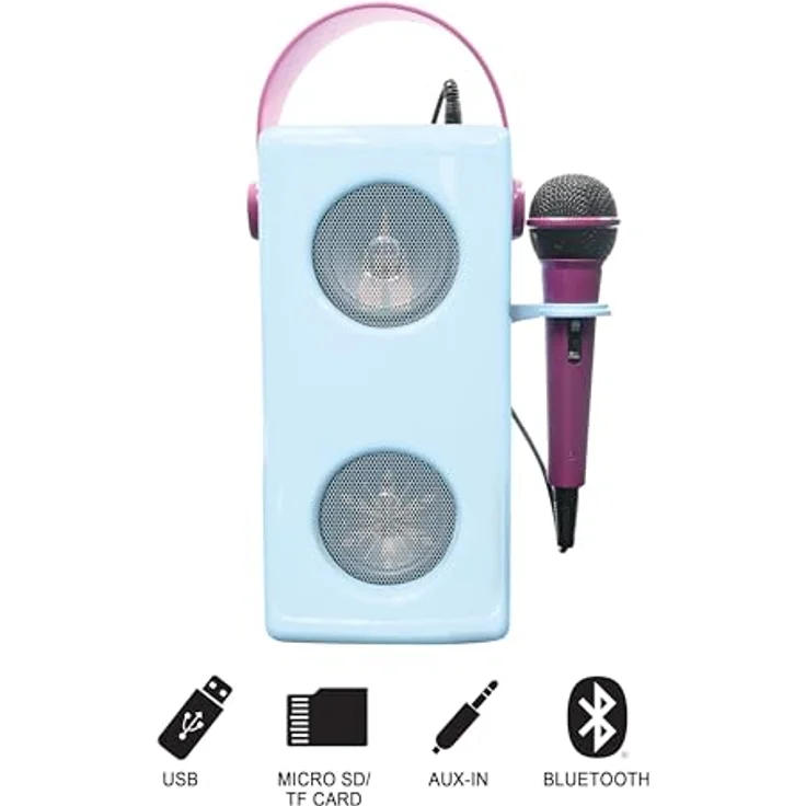 Lexibook Die Eiskönigin, Kabelloser Bluetooth-Lautsprecher mit Mikrofon, Mehrfarbige Lichteffekte, SD/TF-Kartensteckplatz, Wiederaufladbare Batterie, Blau, BTP185FZZ – Bild 2