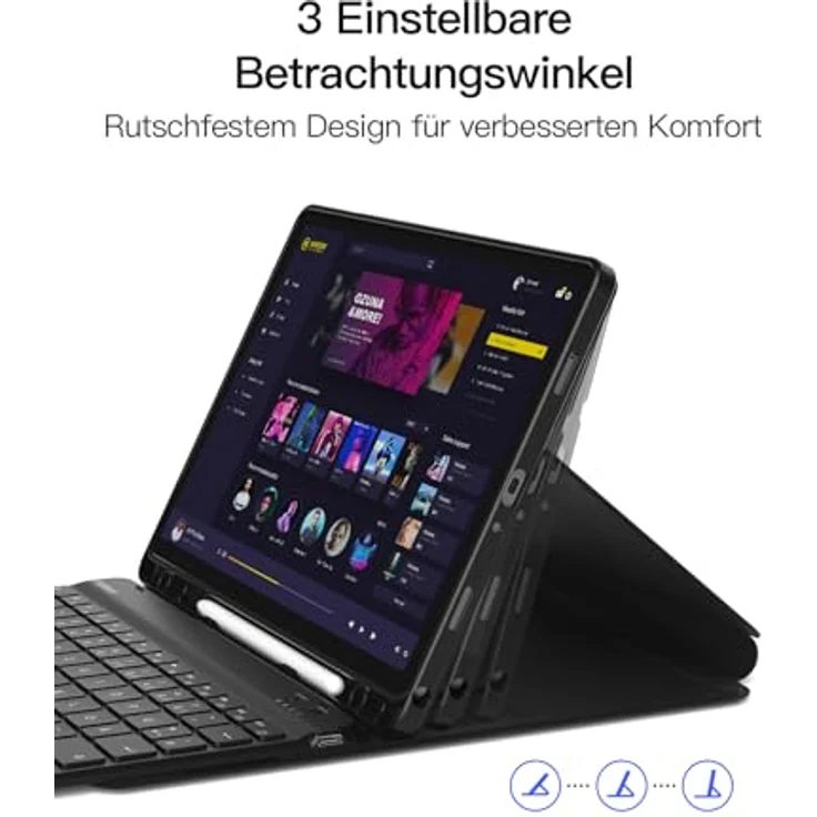 Inateck Hülle Tastatur für Samsung Galaxy Tab A9 Plus 11 Zoll 2023, abnehmbare magnetische QWERTZ-Tastatur mit verstellbarem Ständer, Modell SM-X210/X216/X218 – Bild 4