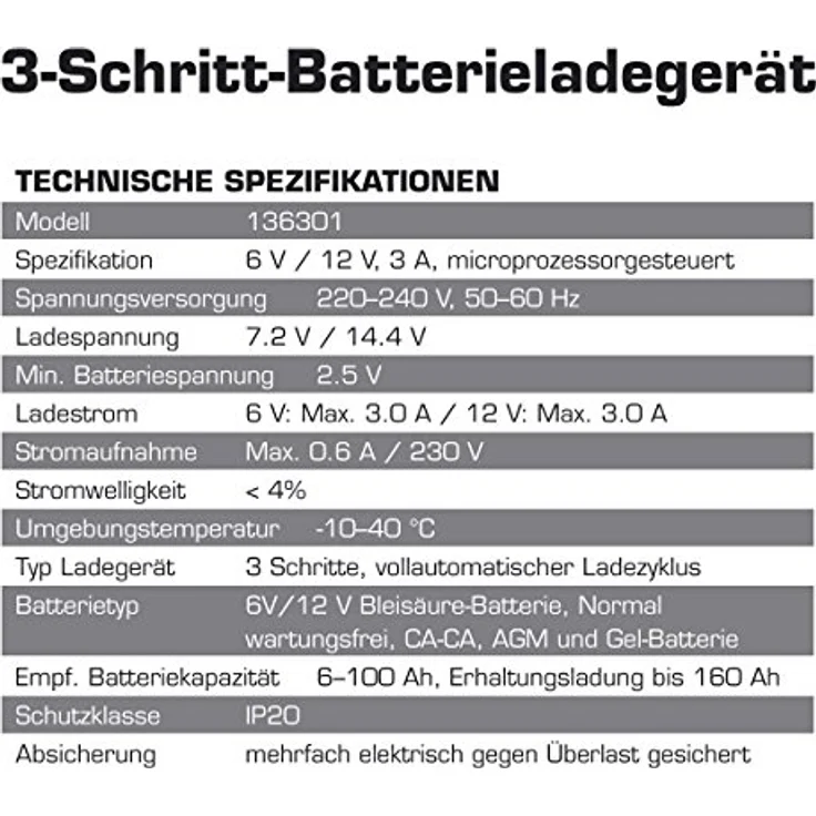 DINO KRAFTPAKET 136301 Automatikladegerät 12 V, 6V 3A – Bild 4