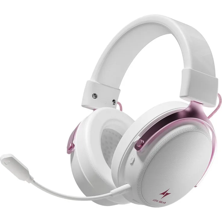 ATK Neptune N9 Ultra, kabelloses Gaming-Headset mit niedriger Latenz und hochwertigem Mikrofon, weiß/pink