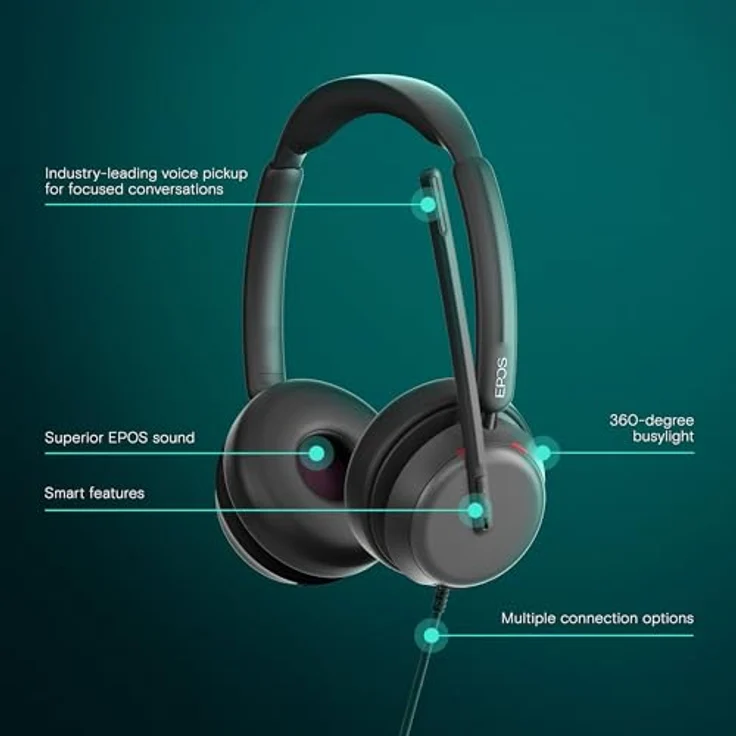 EPOS IMPACT 860 ANC - Hochleistungsfähiges Noise-Cancelling-Doppelohr-Headset, Super Wideband-Audio, USB-C-Konnektivität – Bild 2