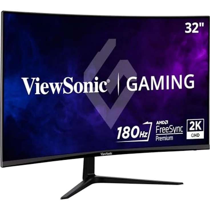 ViewSonic VX3218C-2K 32" QHD VA Curve Frameless Monitor, 165Hz, 1ms MPRT, 2 HDMI, DisplayPort, Speakers, FreeSync Premium, HDR10 - Hochwertiger Schwarz Monitor – Bild 1