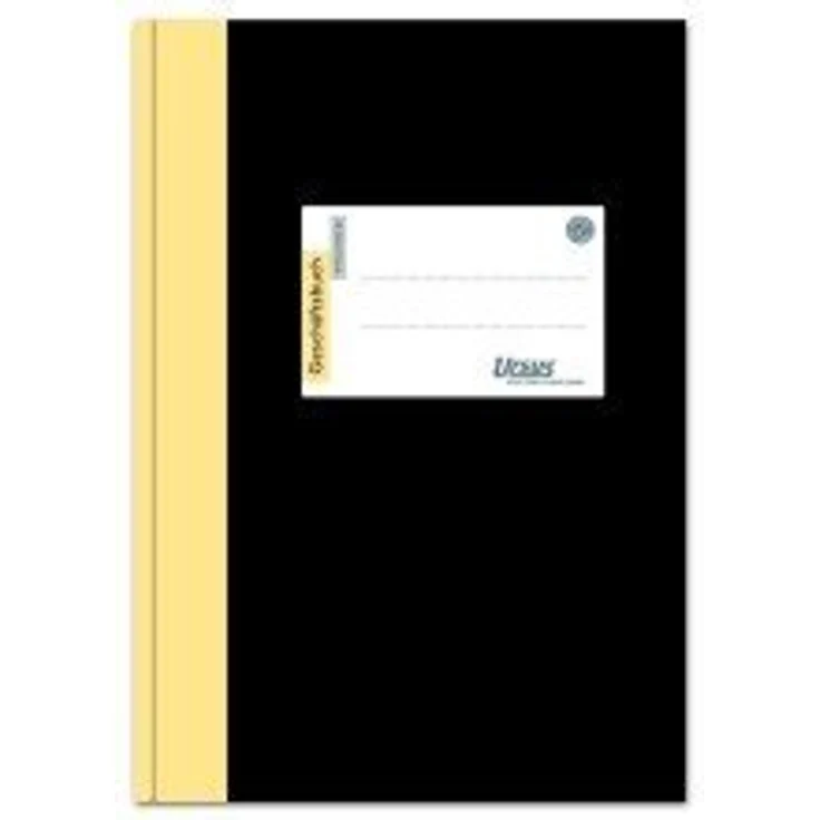 Ursus - Ludwig Bähr Notizbuch A4, 96 Blatt, 80g/qm, liniert, strapazierfähiger schwarzer Halbleineneinband, Fadenheftung – Bild 2