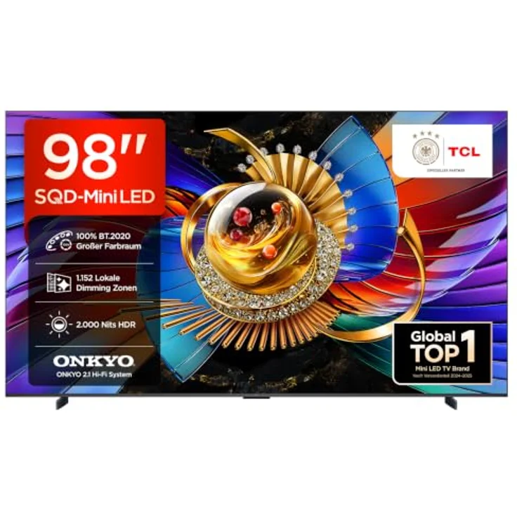 TCL Q7 Q7D Pro SQD-Mini LED TV, 98 Zoll 4K Ultra HD, Dolby Vision IQ, Smart-TV mit WLAN – Bild 1