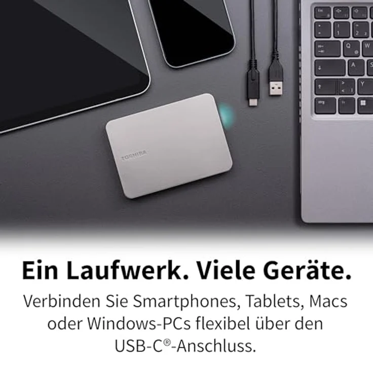 Toshiba Canvio Flex 1 TB, externe Festplatte mit USB 3.0, Metallic Blau, tragbar und elegant – Bild 2