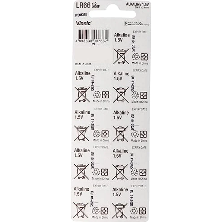 VINNIC 10er Set AG 4 Batterie, LR66, L626F, V376, V377 Knopfzelle LR626 Batt Knopfzelle, Alkaline Knopfzelle LR66, 1.5 Volt, 10er Blister, für Spielzeug und elektronische Kleingeräte – Bild 6