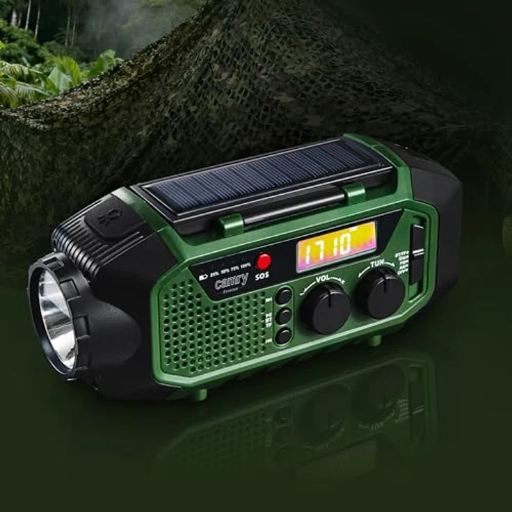 Camry CR1919 Notfallradio, multifunktional mit Solar, Dynamo und USB-C, Bluetooth 5.0, 4000 mAh, grün – Bild 2