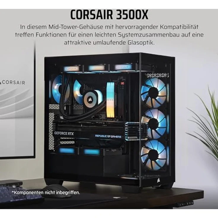 Corsair Case Corsair 3500X Midi TG black BTF & P.Zero, PC-Gehäuse mit Tempered Glass, Schwarz – Bild 2