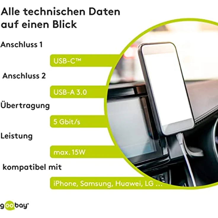 Goobay 67999 SuperSpeed 3.1 USB C -> USB 3.0 (Typ A) Ladekabel, Datenkabel, Unterstützt Charging & Sync, 3-Fach geschirmt, 0,5m, schwarz – Bild 7