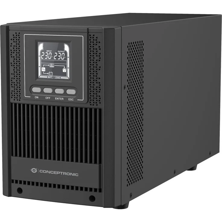 Conceptronic ZEUS USV 2000VA 1800W Online UPS, IEC EPO Port in elegantem Tower-Design