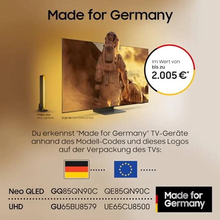 Samsung QLED 4K Q80C 65 Zoll Fernseher (GQ65Q80CATXZG, Deutsches Modell), Smart-TV, Direct Full Array, Neural Quantum Prozessor 4K, Real Depth Enhancer [2023] – Bild 5