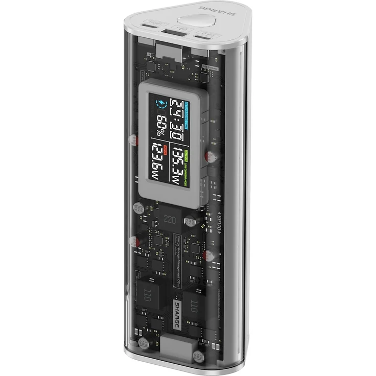 Sharge 170 (24000 mAh, 170 W, 86.40 Wh), Powerbank, Weiss, Transparent