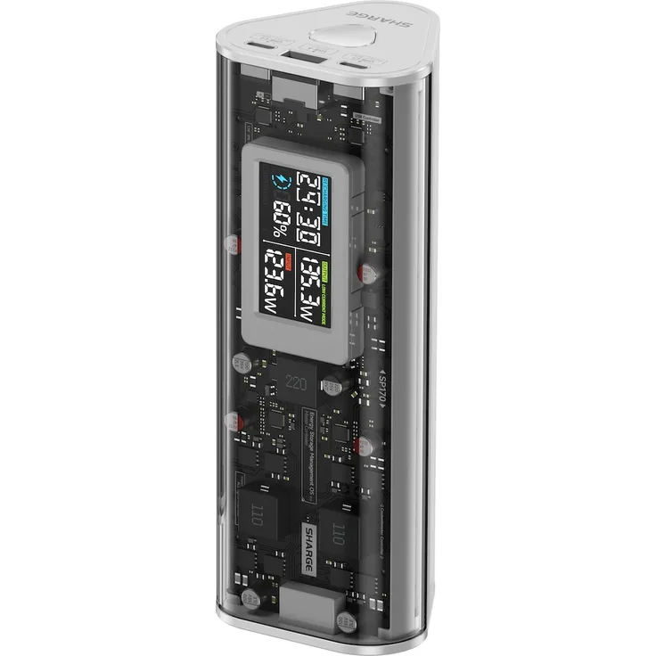 Sharge 170 (24000 mAh, 170 W, 86.40 Wh), Powerbank, Weiss, Transparent